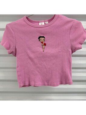 Betty Boop pink ribbed crop top M